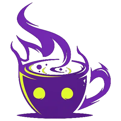 Tiny Cup Studios logo: a purple steaming cup with glowing green eyes